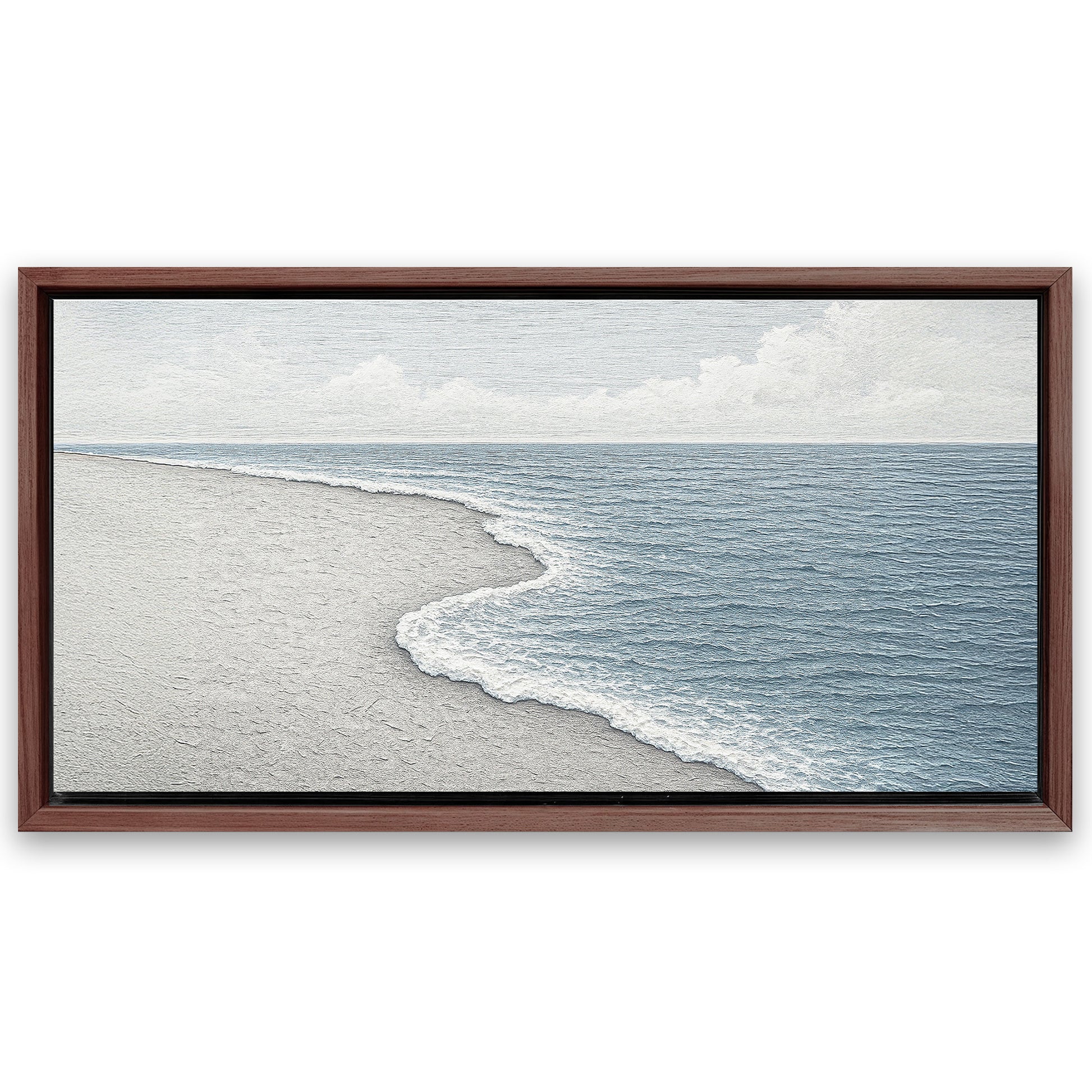 Save 33% When You Add A Frame To Your 20x10 Abstract Beach Shore Wall Art Canvas Now