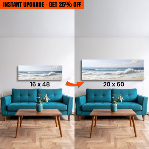 Upgrade Your 16x48 Inches 'Ocean Wave Seascape Wall Art' Canvas To 20x60 Inches
