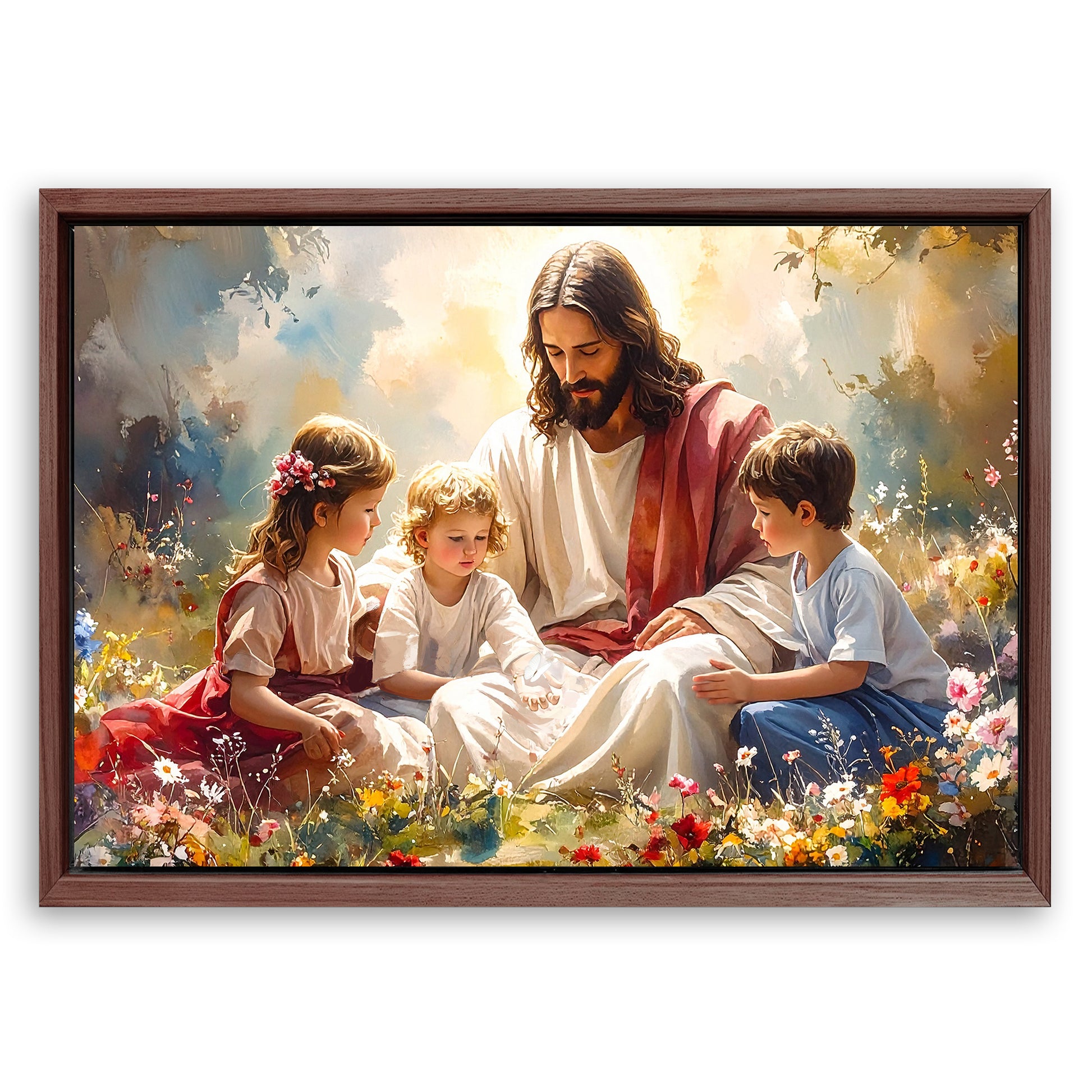 Save 33% When You Add A Frame To Your 24x36 Jesus With Children Faith Wall Art II Canvas Now