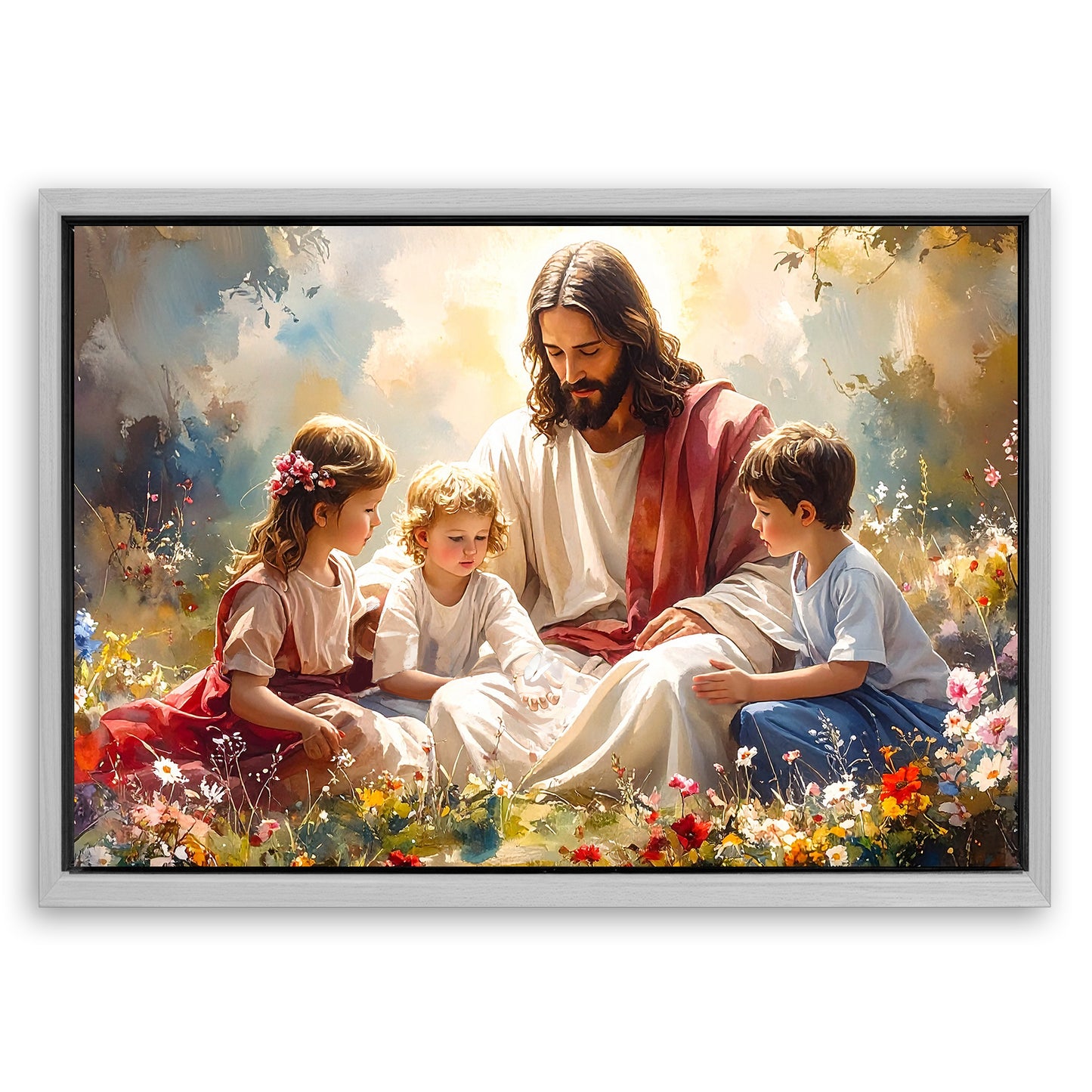 Save 33% When You Add A Frame To Your 24x36 Jesus With Children Faith Wall Art II Canvas Now