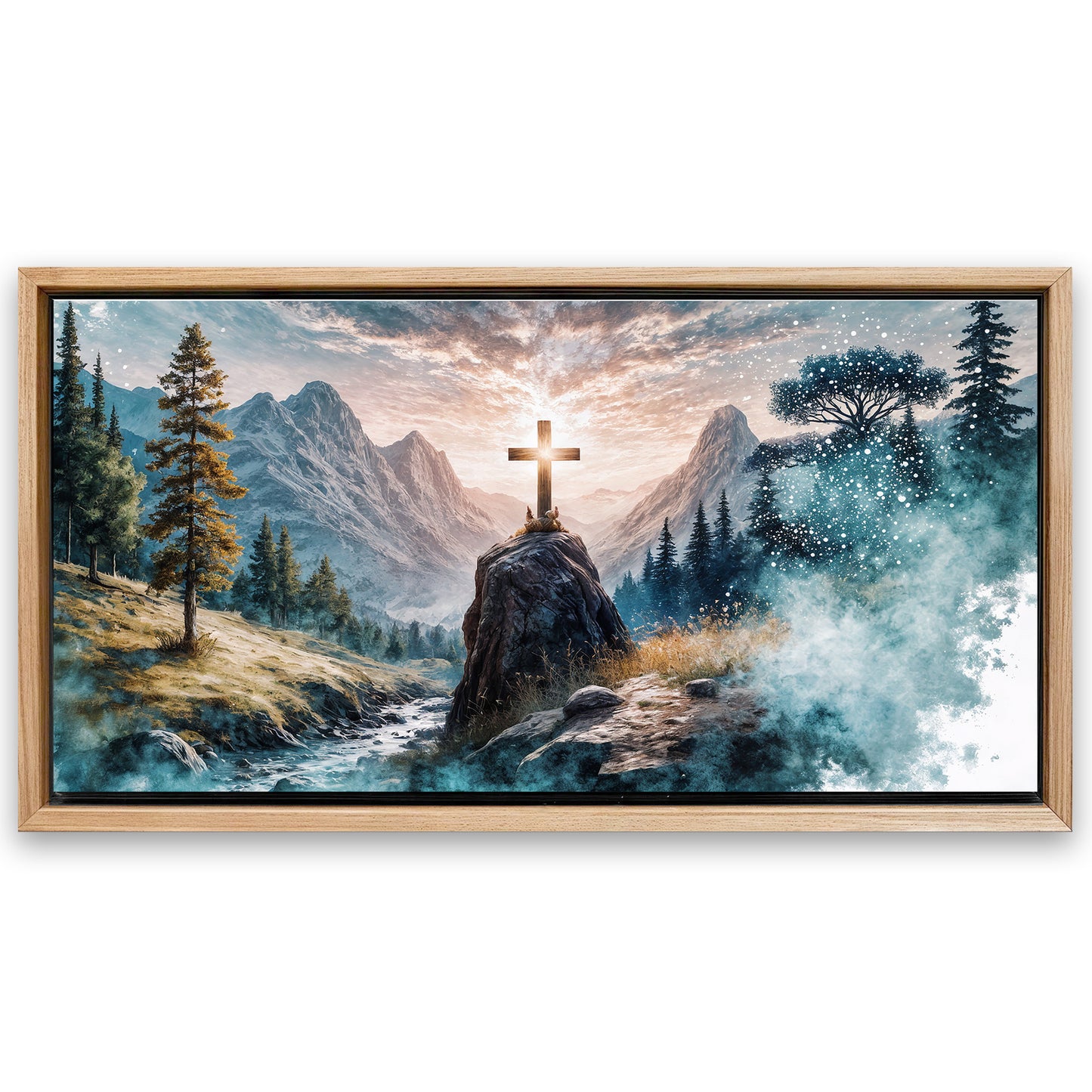 Save 33% When You Add A Frame To Your 60x30 Cross On A Hill Faith Wall Art Canvas Now