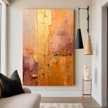 Golden Cascade Abstract Wall Art