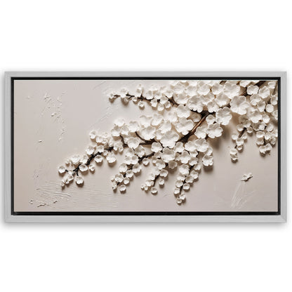 Save 33% When You Add A Frame To Your 20x10 White Cherry Blossom Wall Art Canvas Now