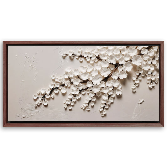 Save 33% When You Add A Frame To Your 20x10 White Cherry Blossom Wall Art Canvas Now