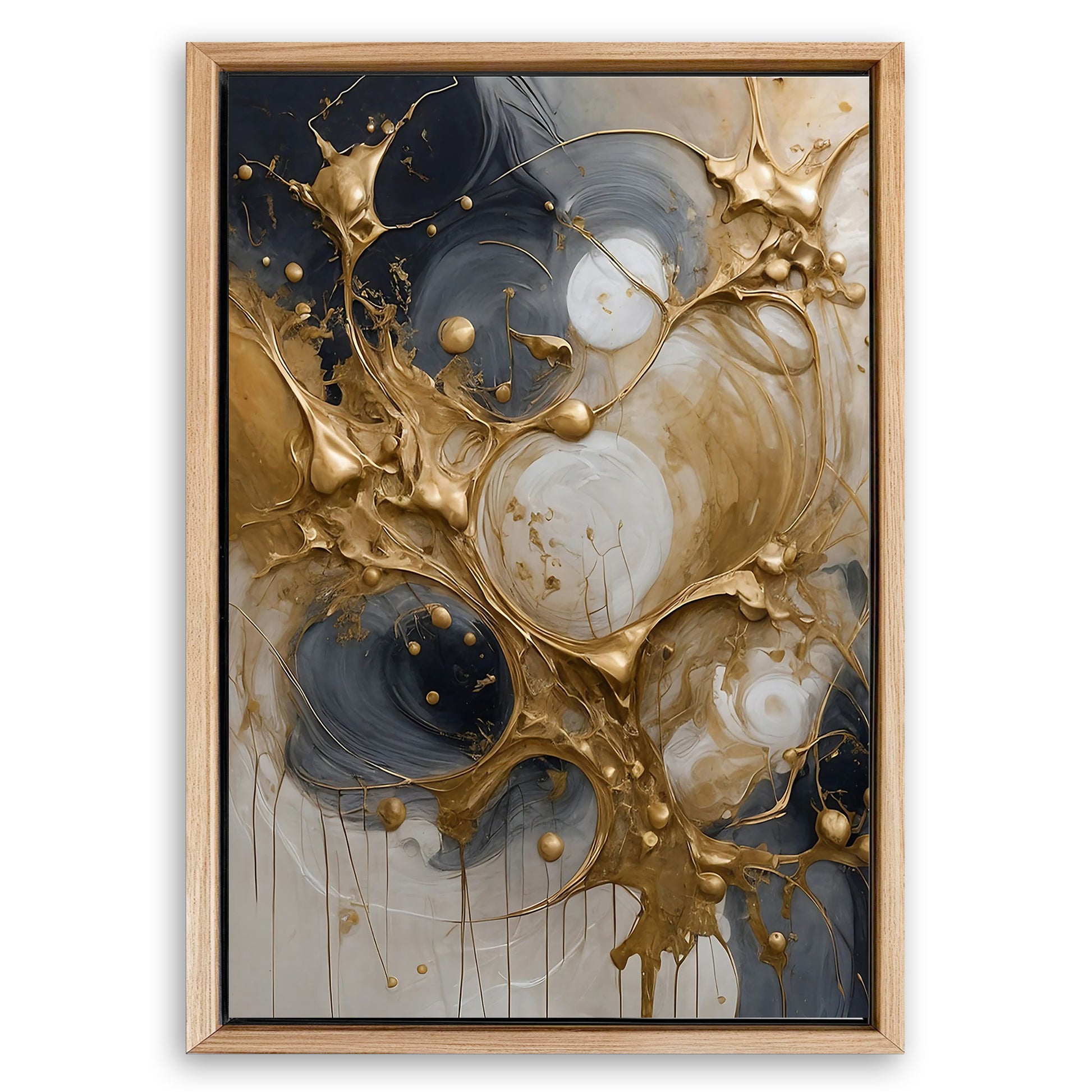 Save 33% When You Add A Frame To Your 18x12 Black and Gold Splash Wall Art Canvas Now