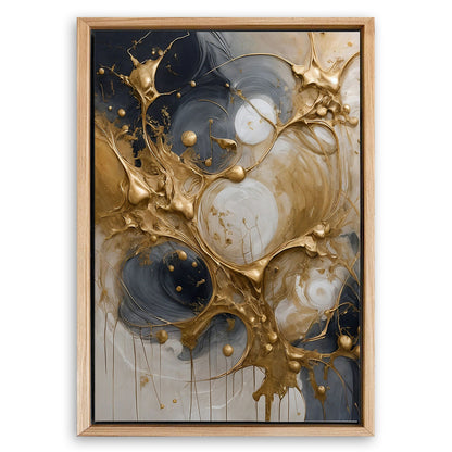 Save 33% When You Add A Frame To Your 18x12 Black and Gold Splash Wall Art Canvas Now