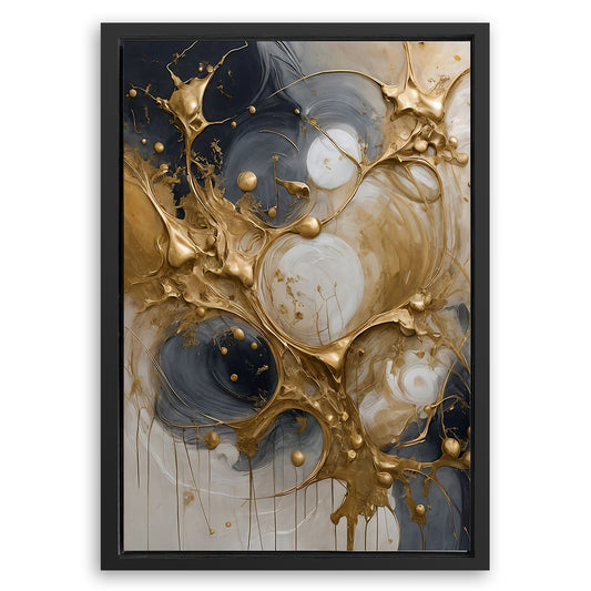 Save 33% When You Add A Frame To Your 18x12 Black and Gold Splash Wall Art Canvas Now