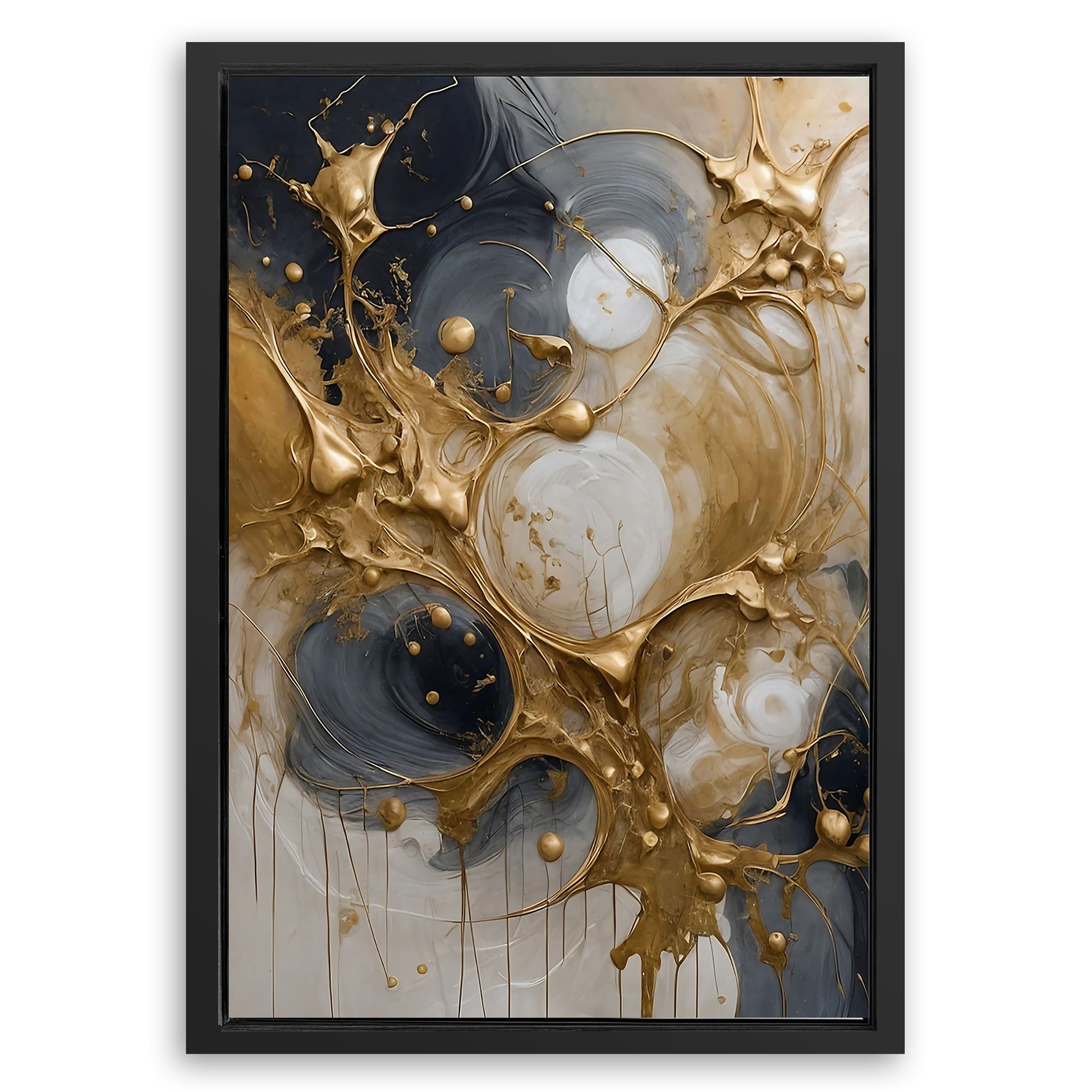 Save 33% When You Add A Frame To Your 18x12 Black and Gold Splash Wall Art Canvas Now