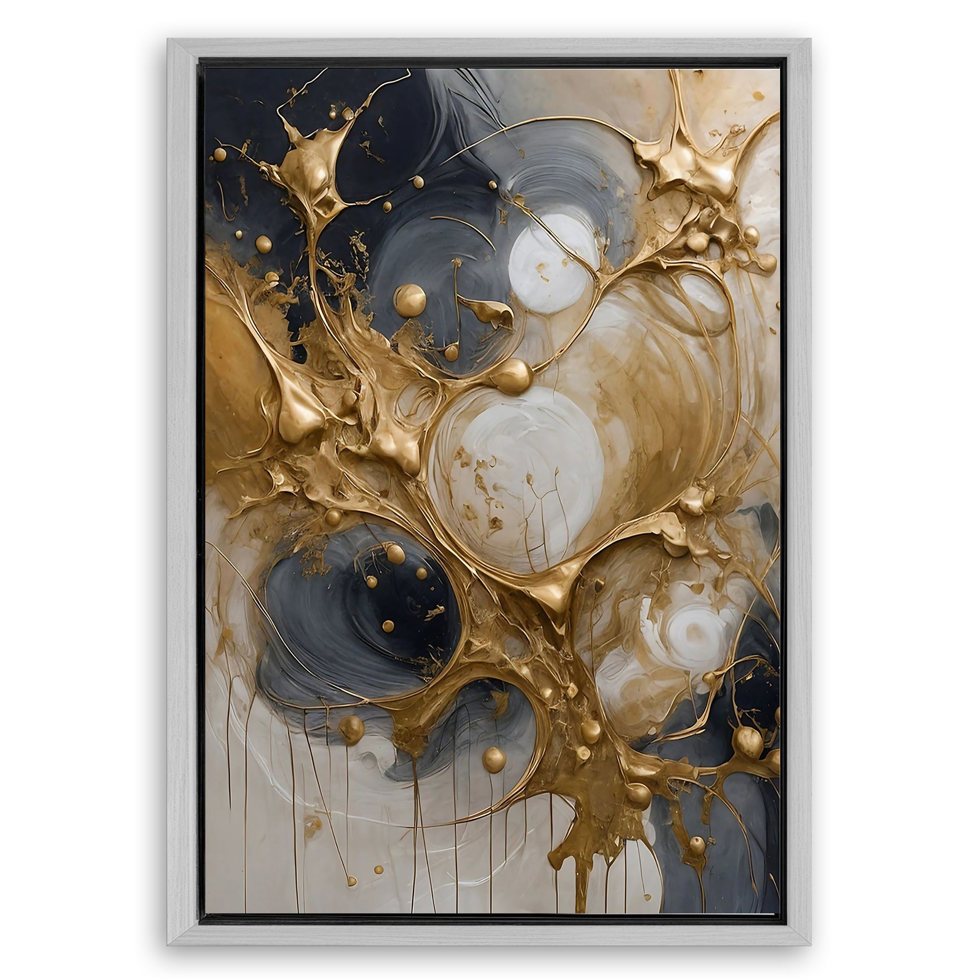 Save 33% When You Add A Frame To Your 18x12 Black and Gold Splash Wall Art Canvas Now
