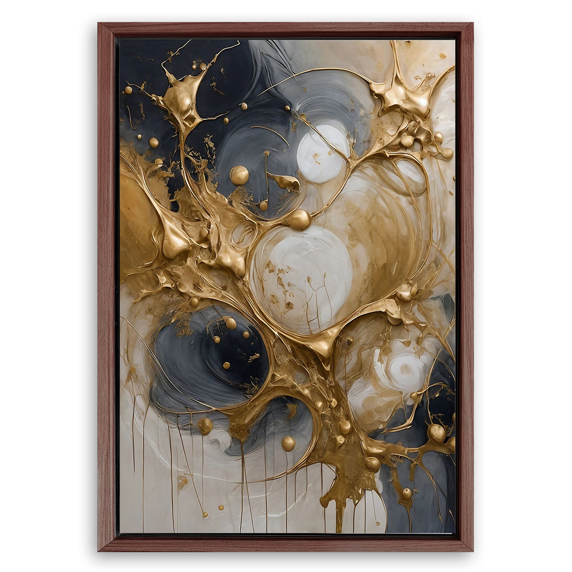 Save 33% When You Add A Frame To Your 18x12 Black and Gold Splash Wall Art Canvas Now