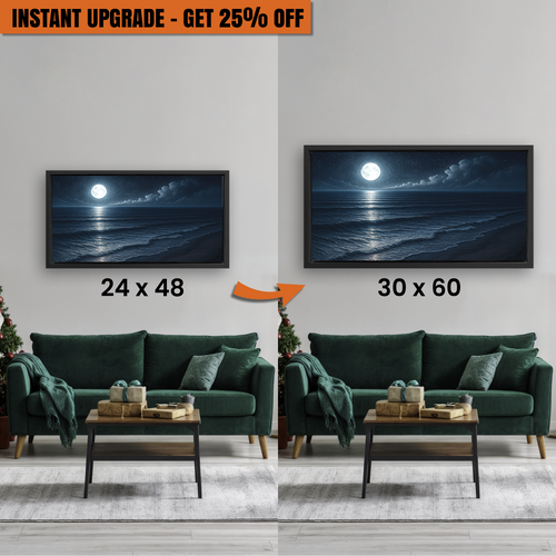 Get the Ultimate Upgrade – Bigger Size + Framed Beach Shoreline Coastal Wall Art Canvas