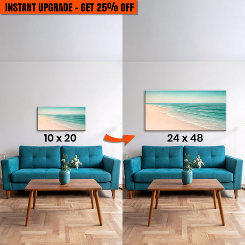 Upgrade Your 10x20 Inches 'Beach Shoreline Coastal Wall Art II' To 24x48 Inches Canvas