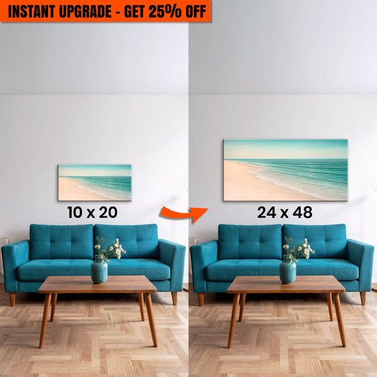 Upgrade Your 10x20 Inches 'Beach Shoreline Coastal Wall Art II' To 24x48 Inches Canvas