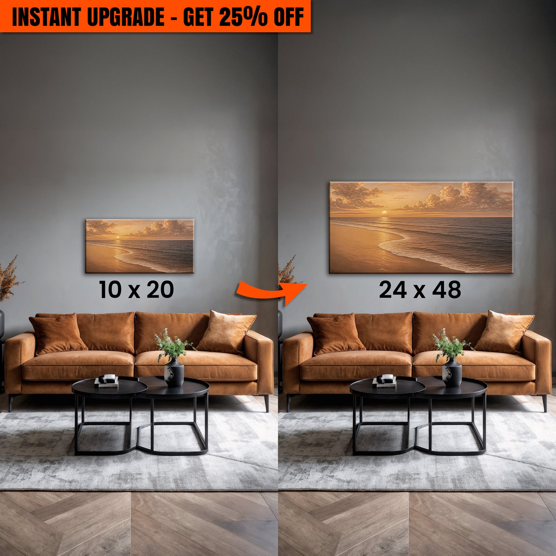 Upgrade Your 10x20 Inches 'Beach Shoreline Coastal Wall Art VIII' To 24x48 Inches Canvas