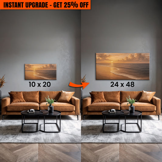 Upgrade Your 10x20 Inches 'Beach Shoreline Coastal Wall Art VIII' To 24x48 Inches Canvas