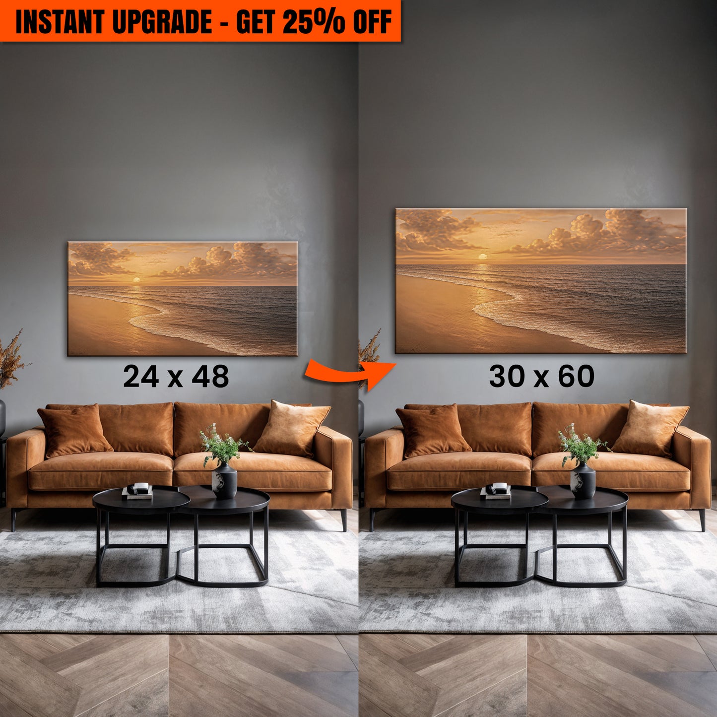 Upgrade Your 48x24 Inches 'Beach Shoreline Coastal Wall Art VIII' Canvas To 60x30 Inches Canvas