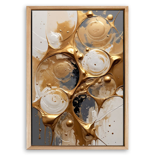 Save 33% When You Add A Frame To Your 24x16 Black And Gold Abstract Splashes Wall Art Canvas Now