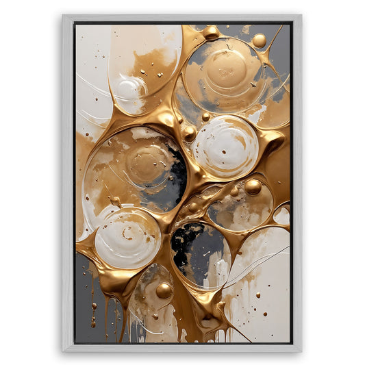 Save 33% When You Add A Frame To Your 24x16 Black And Gold Abstract Splashes Wall Art Canvas Now