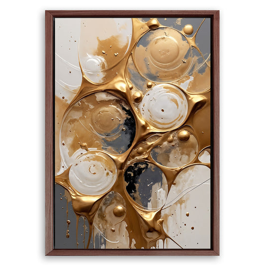 Save 33% When You Add A Frame To Your 24x16 Black And Gold Abstract Splashes Wall Art Canvas Now