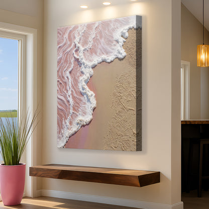 Pink Ocean Wave Abstract Textured Wall Art