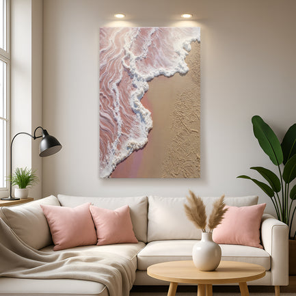 Pink Ocean Wave Abstract Textured Wall Art