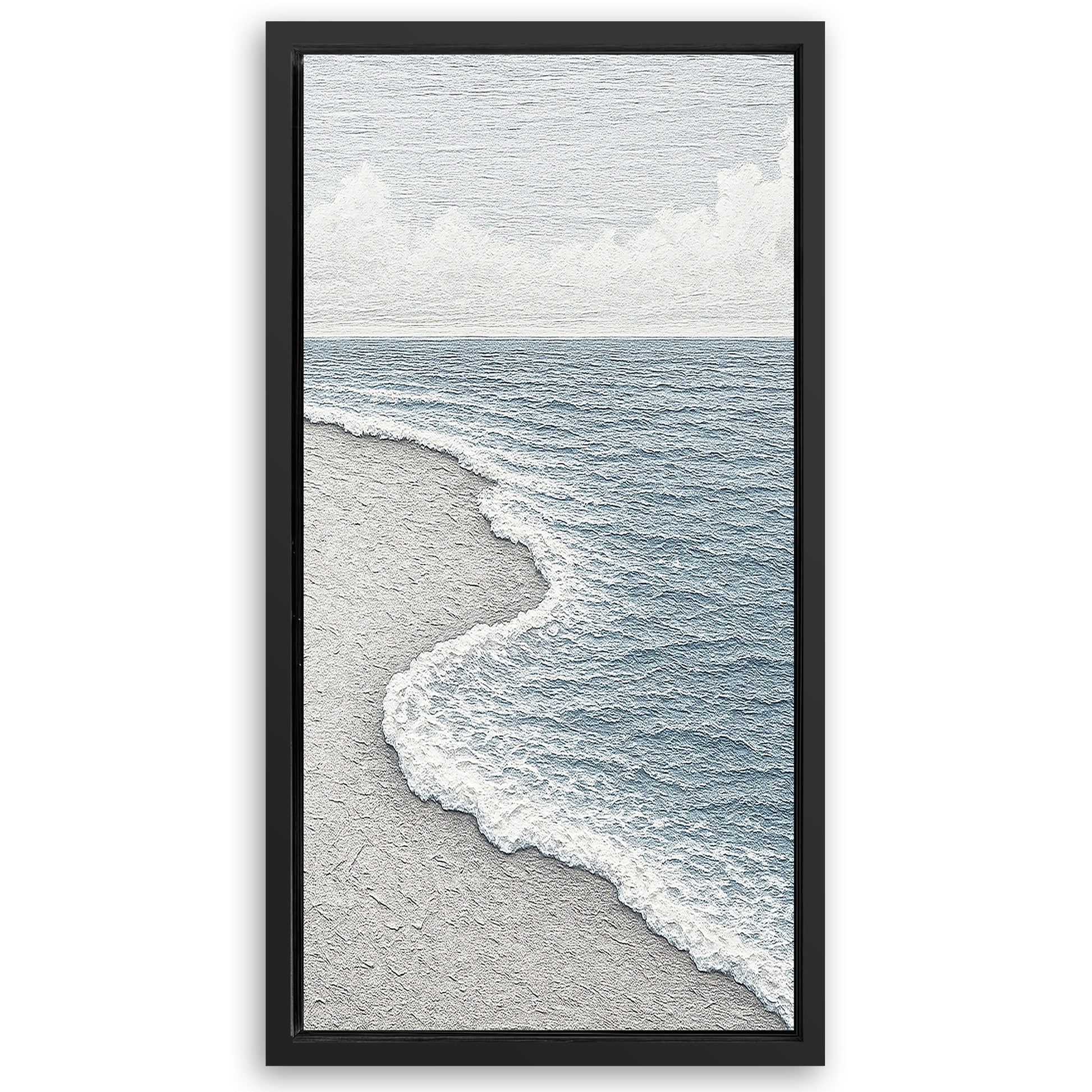 Save 33% When You Add A Frame To Your 20x10 White Waves Abstract Wall Art Canvas Now