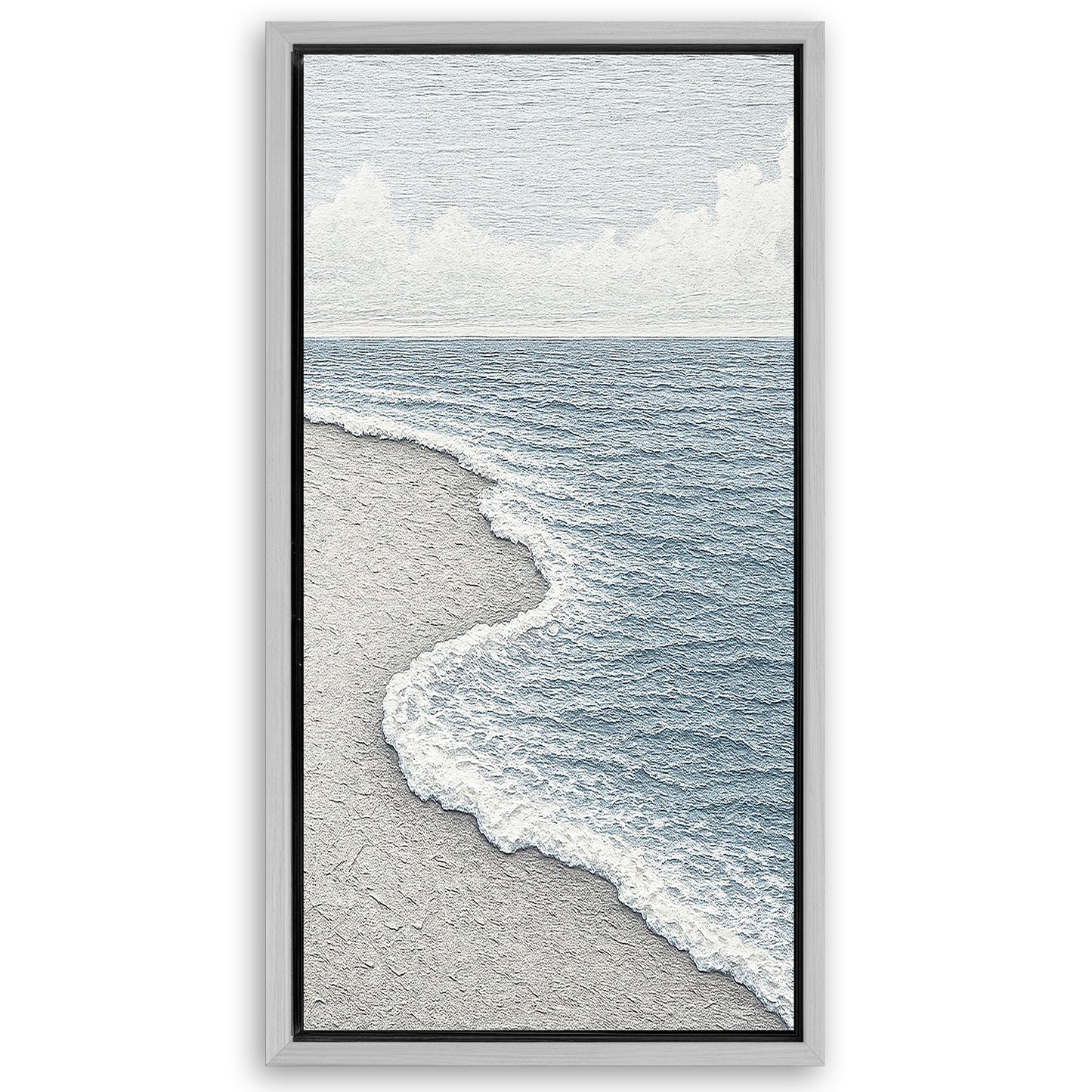 Save 33% When You Add A Frame To Your 60x30 White Waves Abstract Wall Art Canvas Now