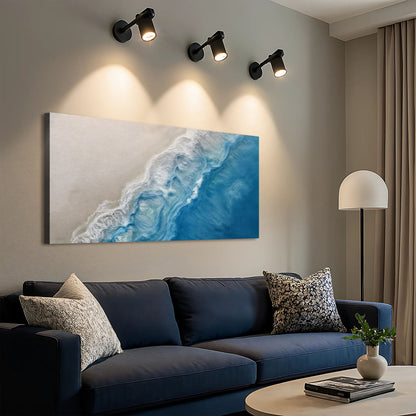 White Sea Waves Abstract Wall Art