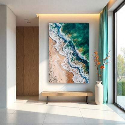 Green Waves Abstract Wall Art