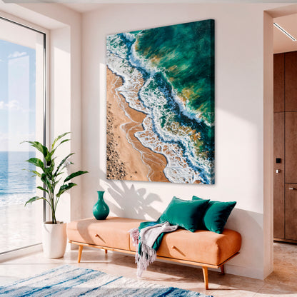 Green Waves Abstract Wall Art