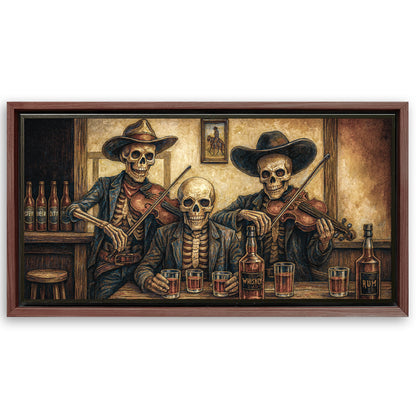 Save 33% When You Add A Frame To Your 60x30 Cowboy Skeletons Western Bar Wall Art Canvas Now