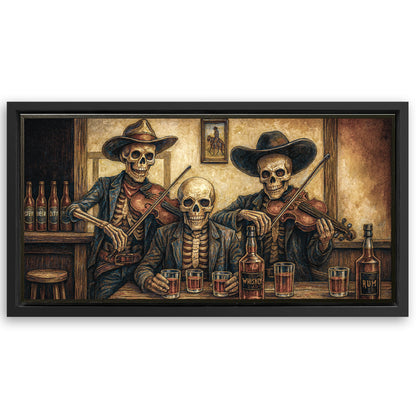 Save 33% When You Add A Frame To Your 60x30 Cowboy Skeletons Western Bar Wall Art Canvas Now
