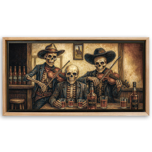 Save 33% When You Add A Frame To Your 60x30 Cowboy Skeletons Western Bar Wall Art Canvas Now