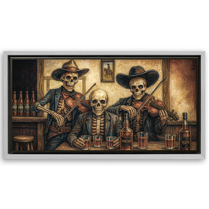 Save 33% When You Add A Frame To Your 60x30 Cowboy Skeletons Western Bar Wall Art Canvas Now