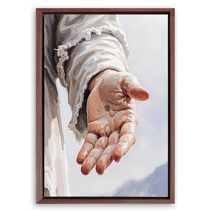 Save 33% When You Add A Frame To Your 36x24 The Hand Of Jesus Wall Art II Canvas Now