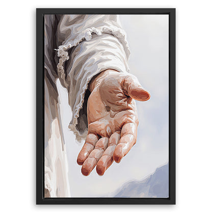 Save 33% When You Add A Frame To Your 36x24 The Hand Of Jesus Wall Art II Canvas Now