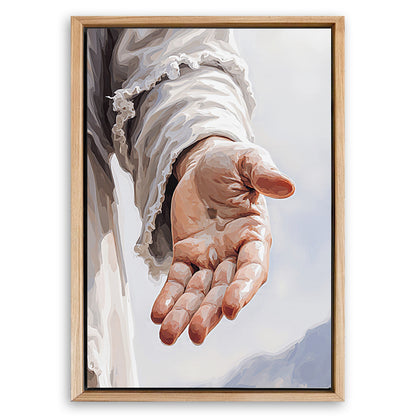 Save 33% When You Add A Frame To Your 36x24 The Hand Of Jesus Wall Art II Canvas Now