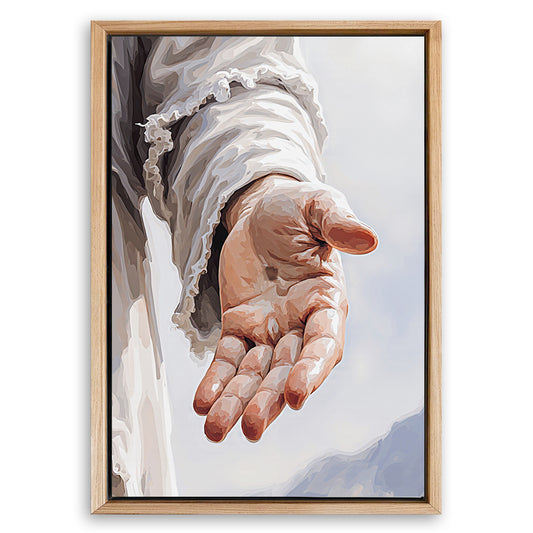 Save 33% When You Add A Frame To Your 36x24 The Hand Of Jesus Wall Art II Canvas Now