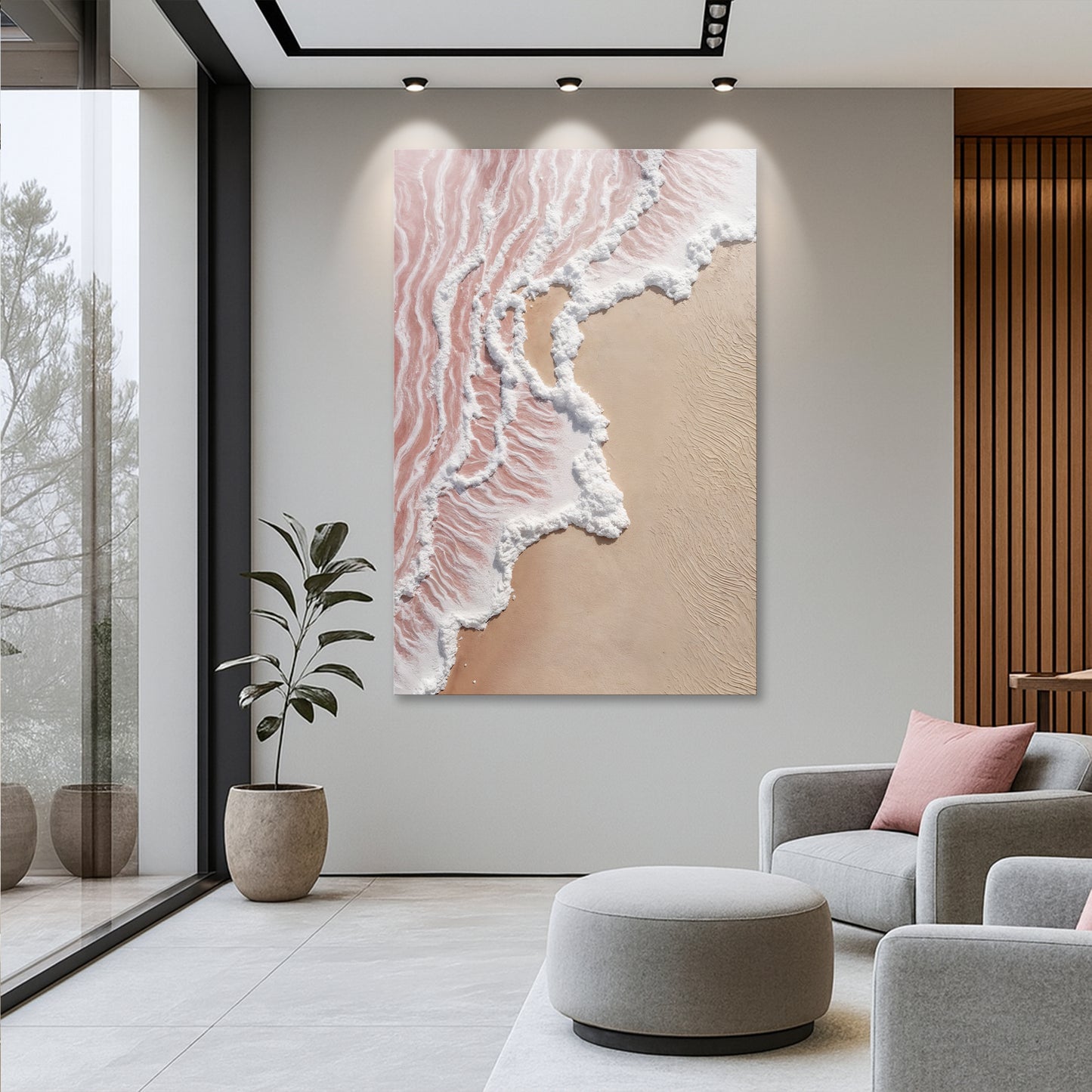 Abstract Pink Blushing Waves Wall Art