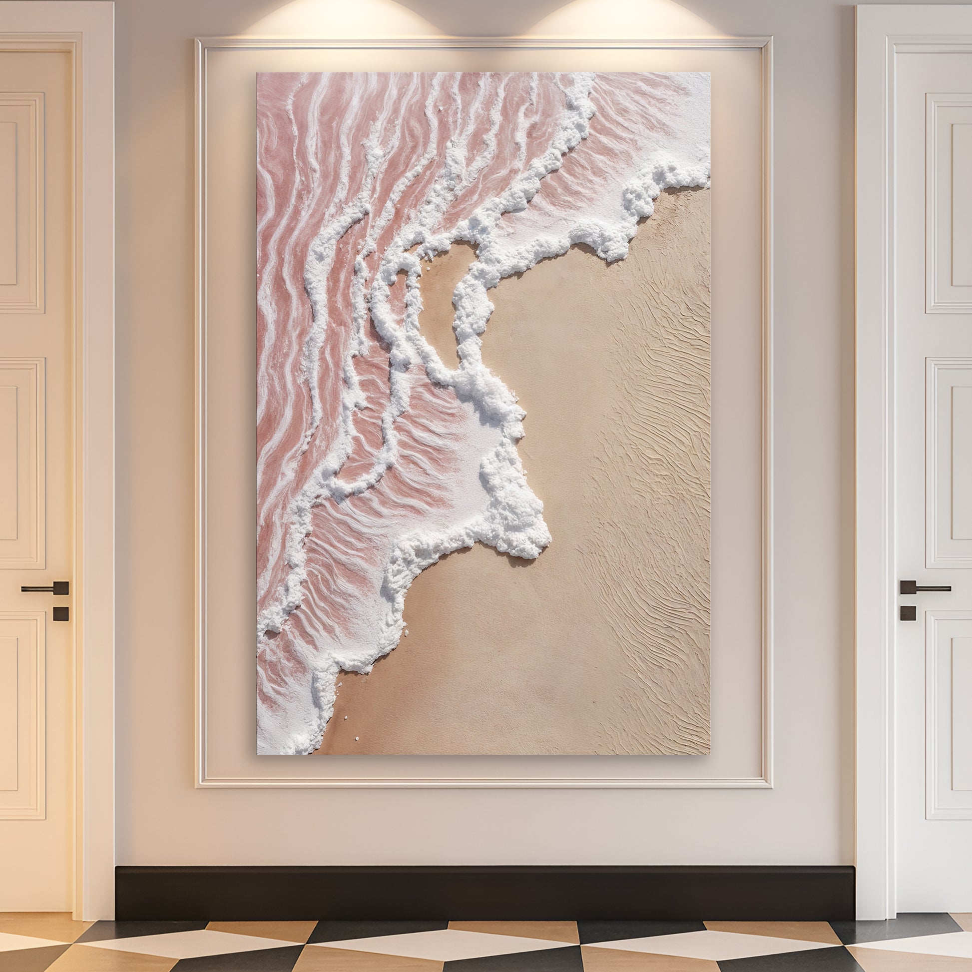 Abstract Pink Blushing Waves Wall Art