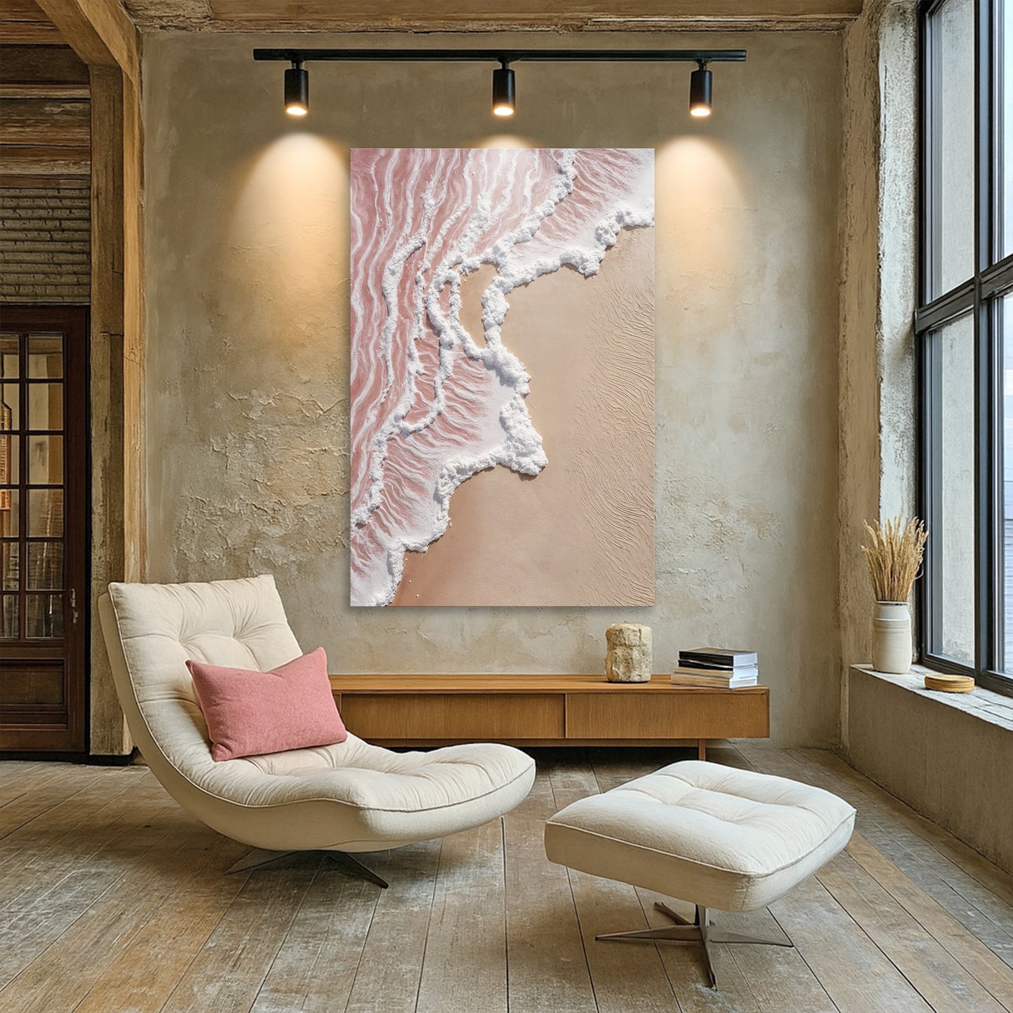 Abstract Pink Blushing Waves Wall Art