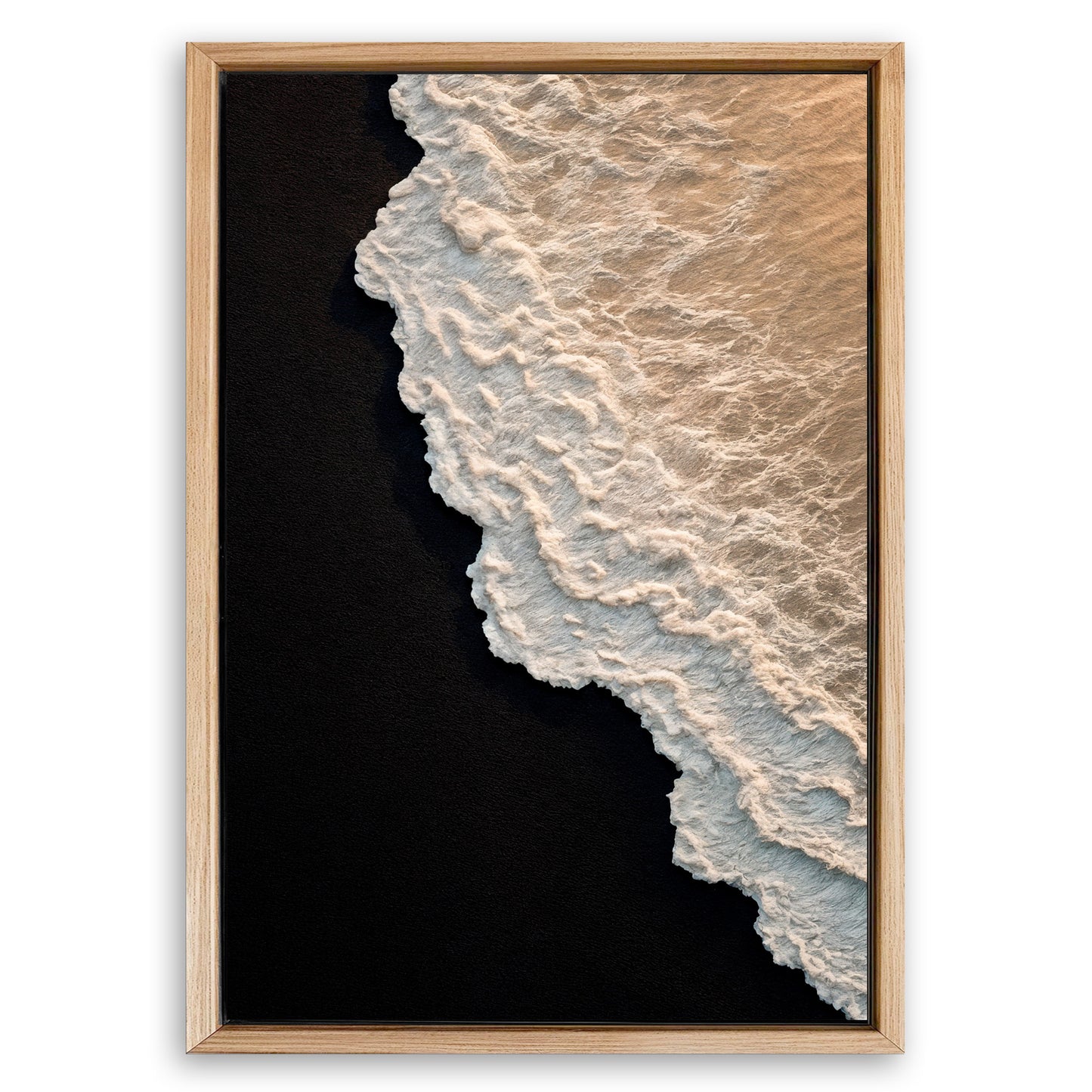 Save 33% When You Add A Frame To Your 24x16 Black Sand Beach Abstract Wall Art Canvas Now