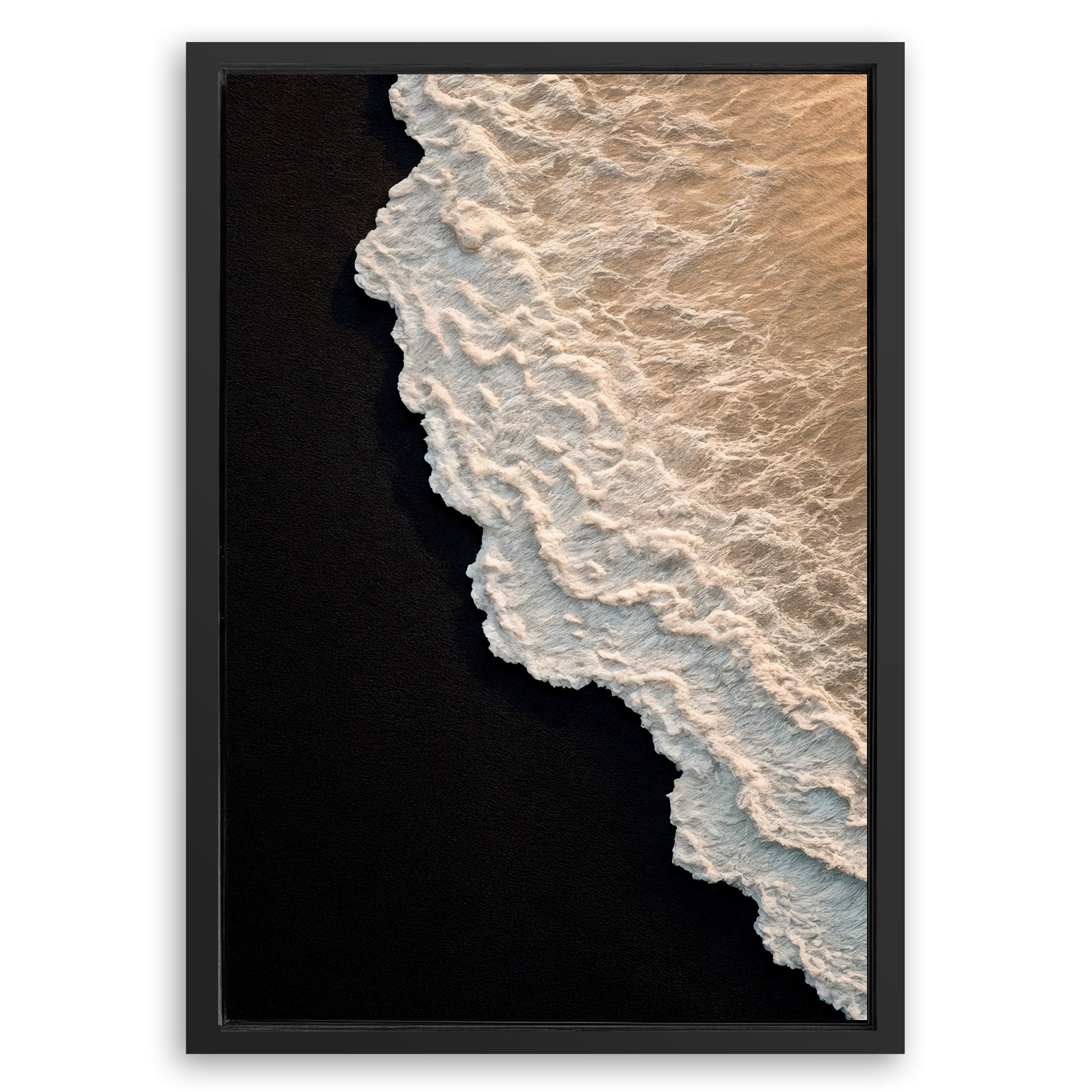 Save 33% When You Add A Frame To Your 18x12 Black Sand Beach Abstract Wall Art Canvas Now