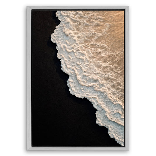 Save 33% When You Add A Frame To Your 24x16 Black Sand Beach Abstract Wall Art Canvas Now