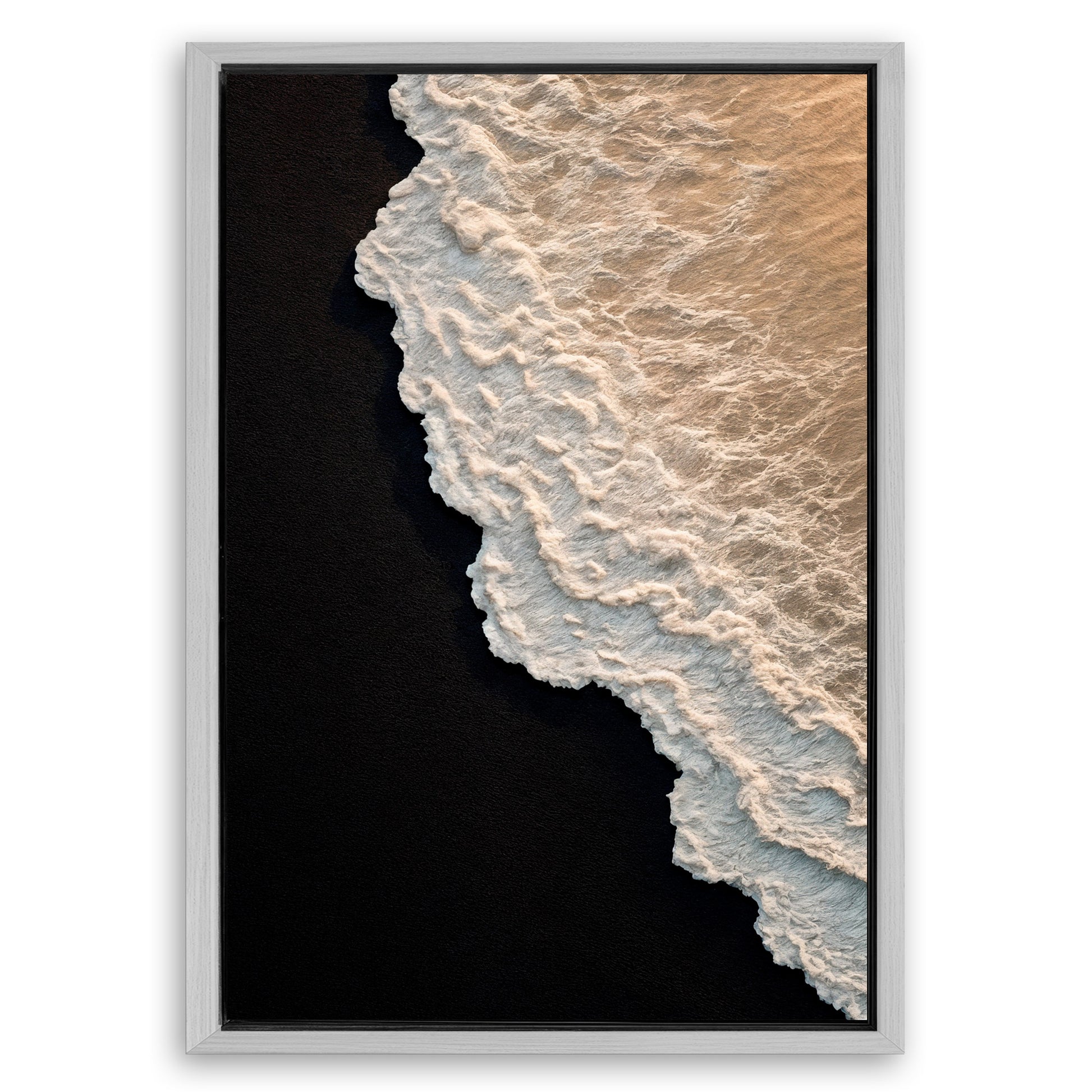 Save 33% When You Add A Frame To Your 36x24 Black Sand Beach Abstract Wall Art Canvas Now