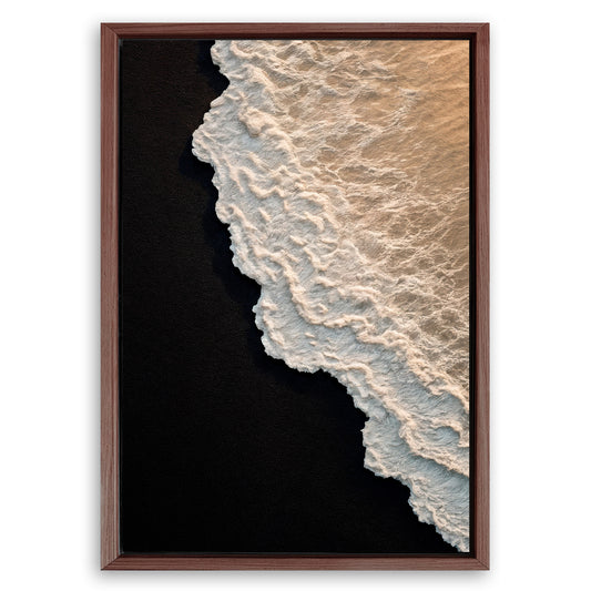 Save 33% When You Add A Frame To Your 24x16 Black Sand Beach Abstract Wall Art Canvas Now