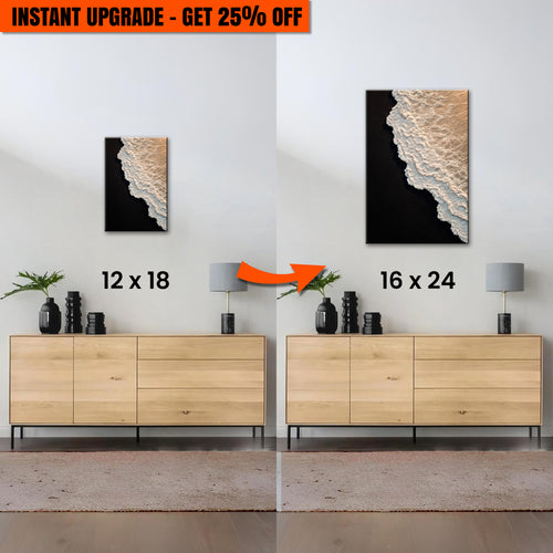 Upgrade Your 12x18 Inches 'Black Sand Beach Abstract Wall Art' Canvas to 16x24 Inches