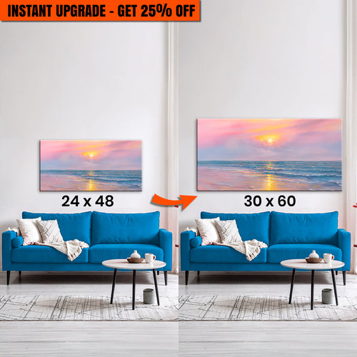 Upgrade Your 48x24 Inches 'Purple Skies Beach Wall Art II' Canvas To 60x30 Inches Canvas