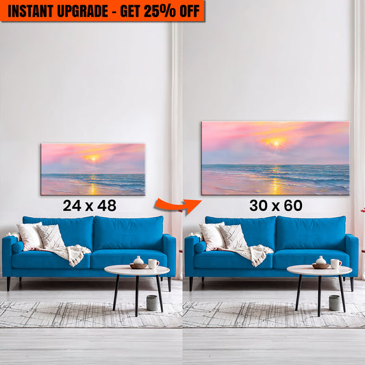 Upgrade Your 48x24 Inches 'Purple Skies Beach Wall Art II' Canvas To 60x30 Inches Canvas