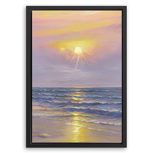 Save 33% When You Add A Frame To Your 24x16 Purple Skies Abstract Beach Wall Art Canvas Now